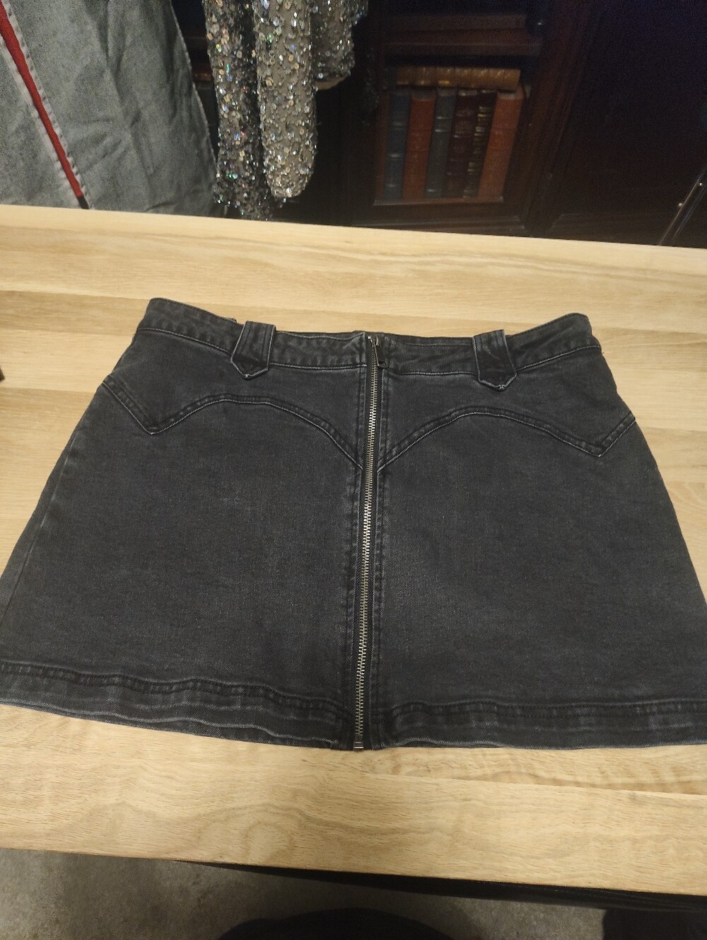Black Denim Mini Skirt
